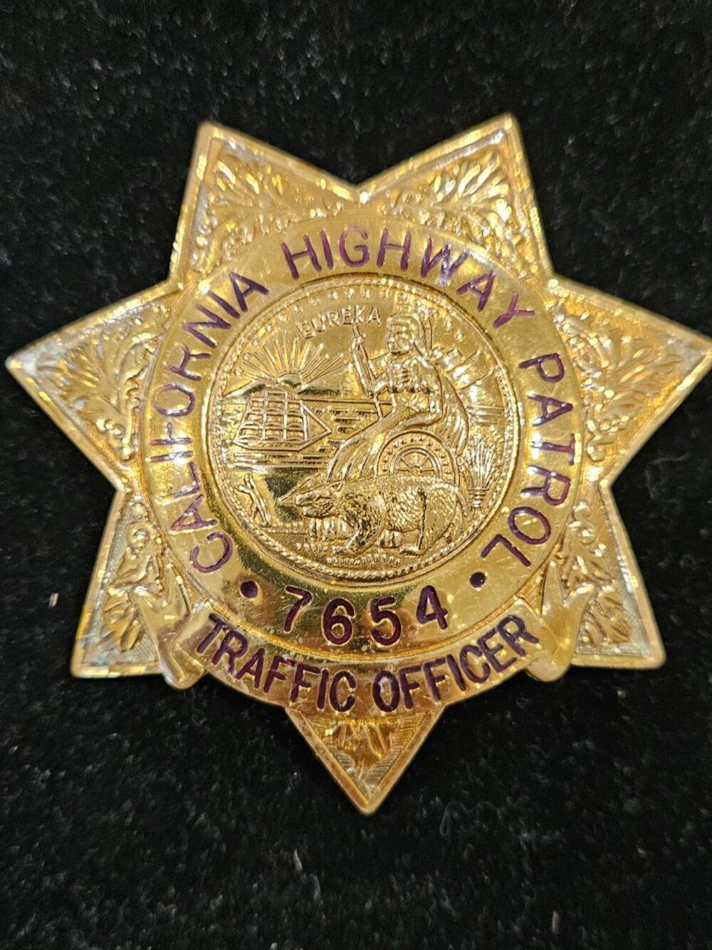 CALIFORNIA HIGHWAY PATROL (CHP) - TRAFFIC OFFICER BADGE #7654